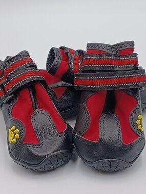 Dog Booties for Dogs Non-Slip, Waterproof Dog Size Medium to Large Black and red